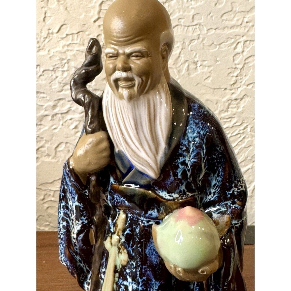 Vintage Wanjiang Wucai Porcelain Pottery Immortal God Longevity Mud Men